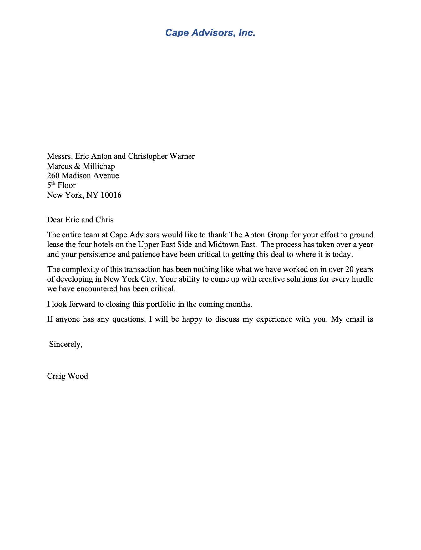 Craig Wood referral letter