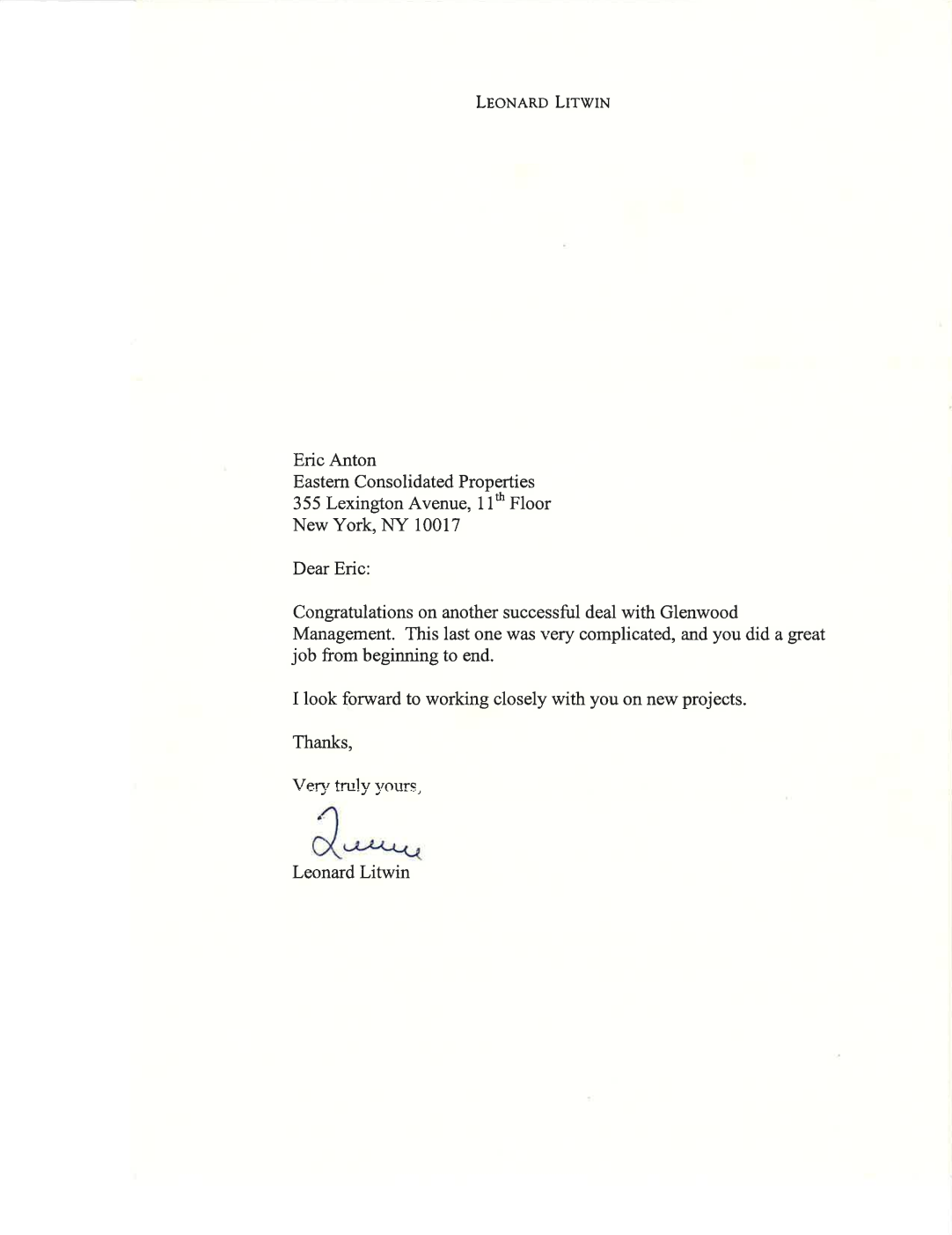 Leonard Litwin referral letter